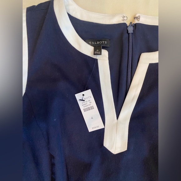 NWT Talbots Navy with White Trim MIDI Dress - Picture 2 of 4